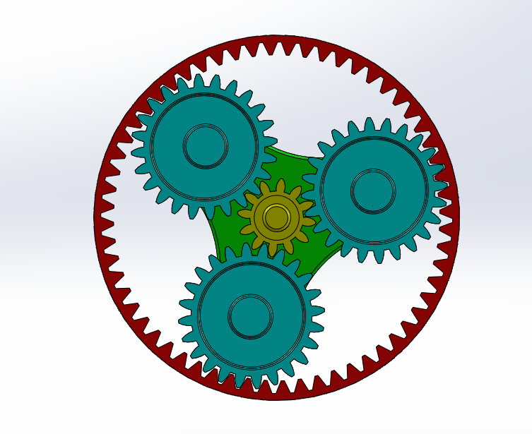 差減變速器行星齒輪系統 簡易模型設計解析與SolidWorks實踐